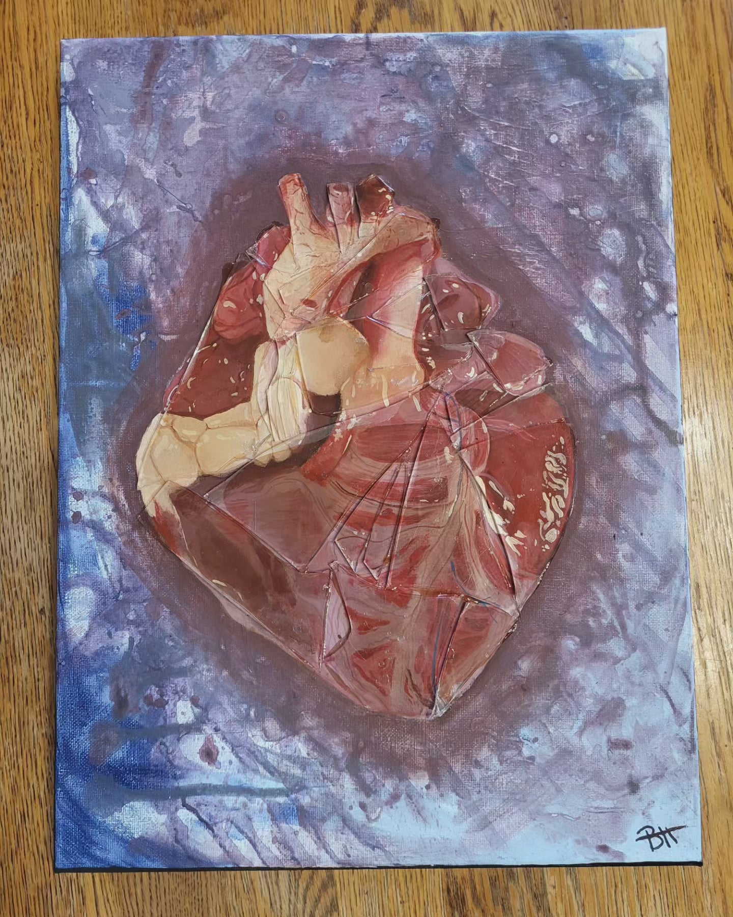 Glass heart painting