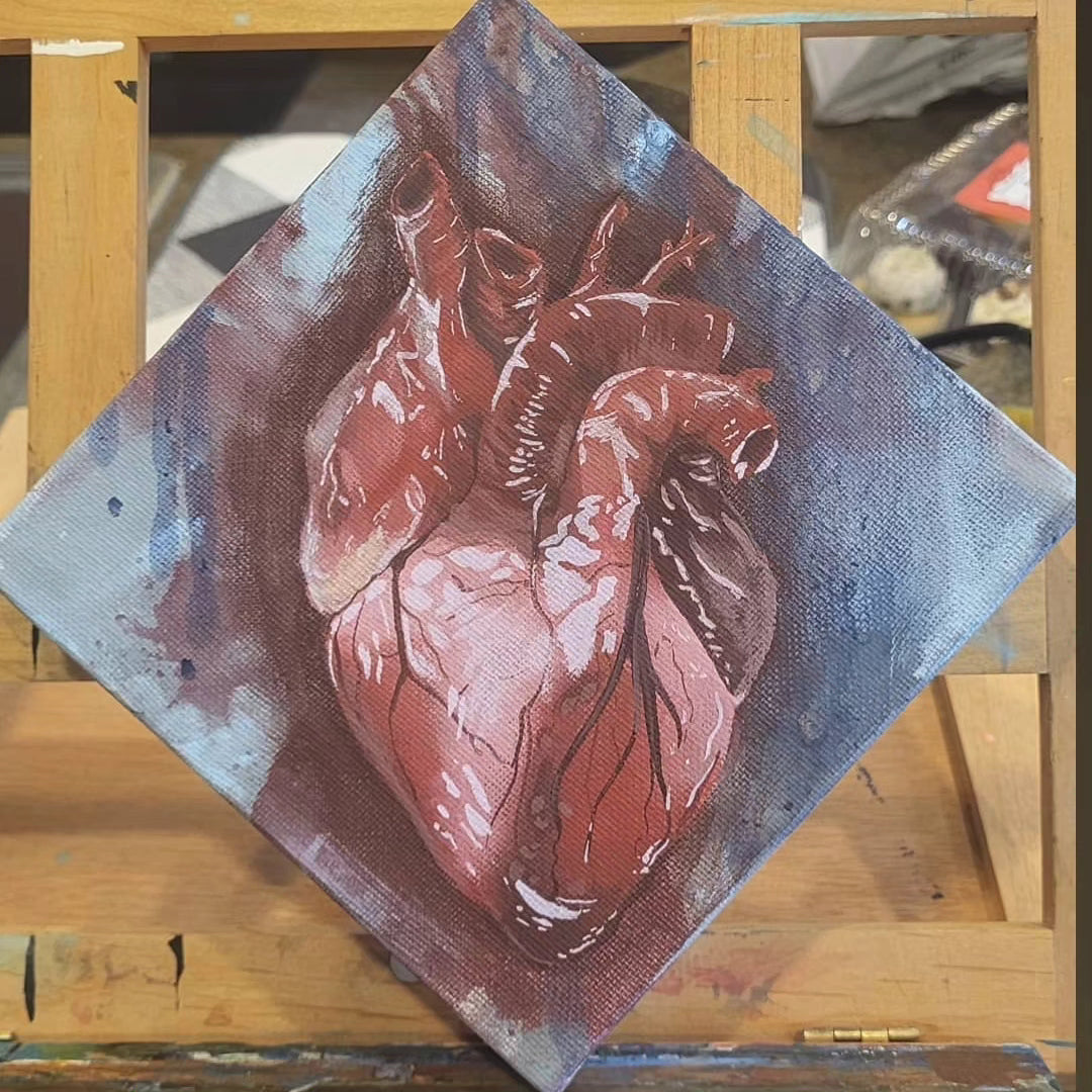 Glass heart painting