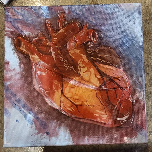 Glass heart painting